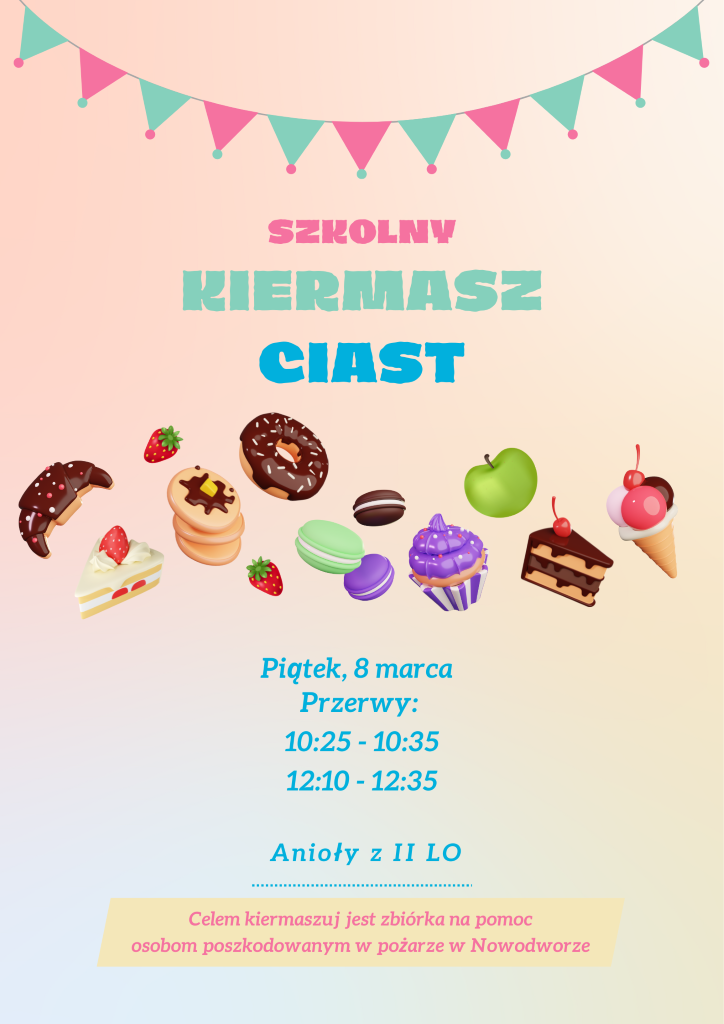 Plakat szkolny kiermasz ciast
