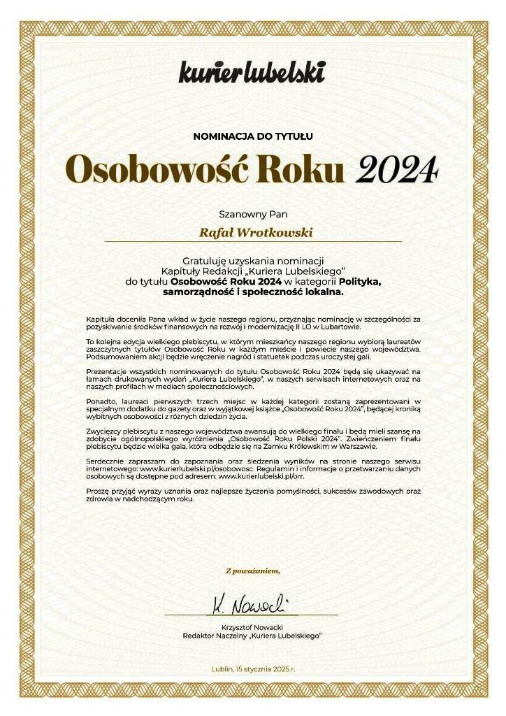 Nominacja Rafal Wrotkowski